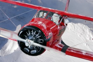 "Santa in a Staggerwing" Credit: Liz Matzelle / Historic Flight Foundation